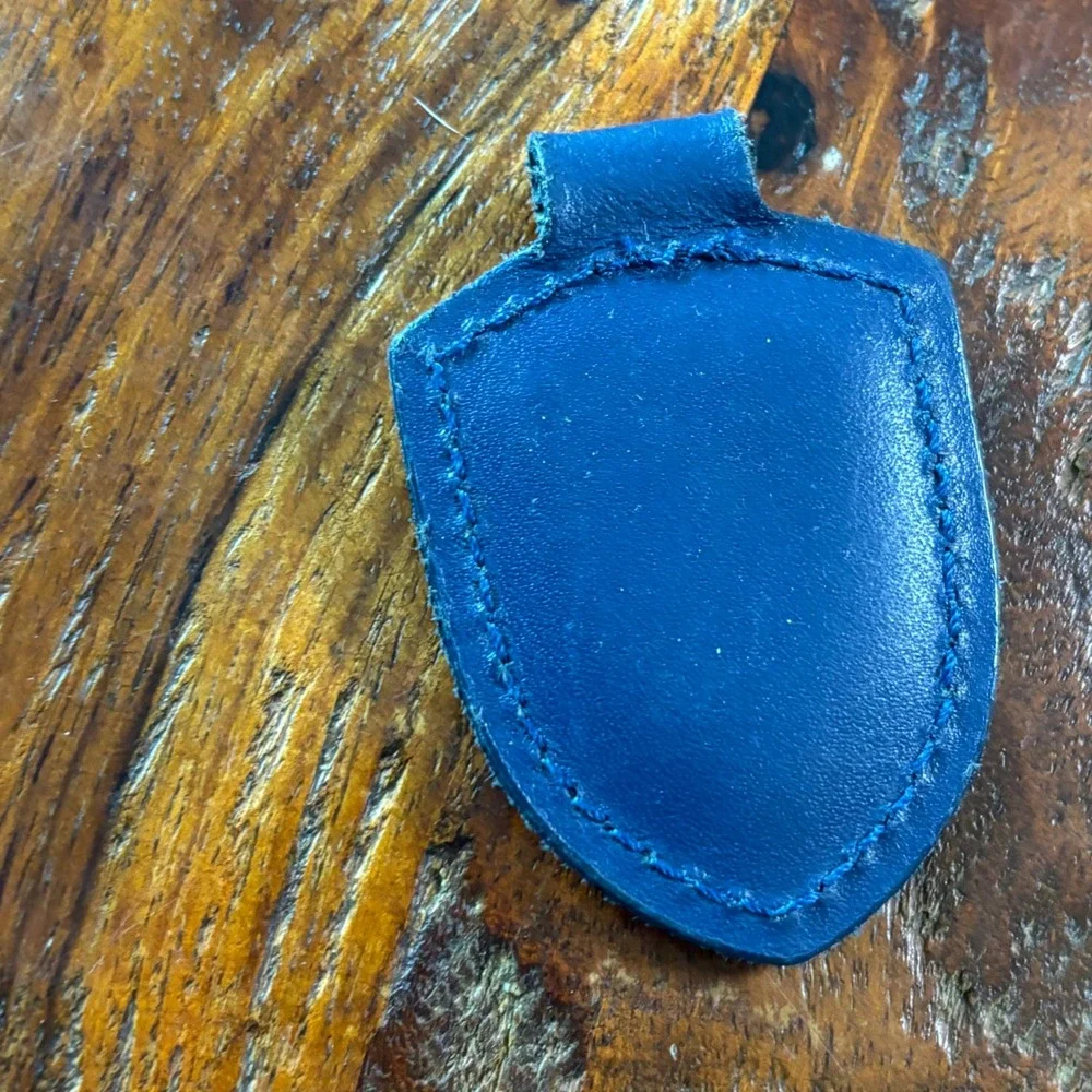 Porsche Blue Leather Crest Key Fob Stuttgart Shield Keychain Accessory